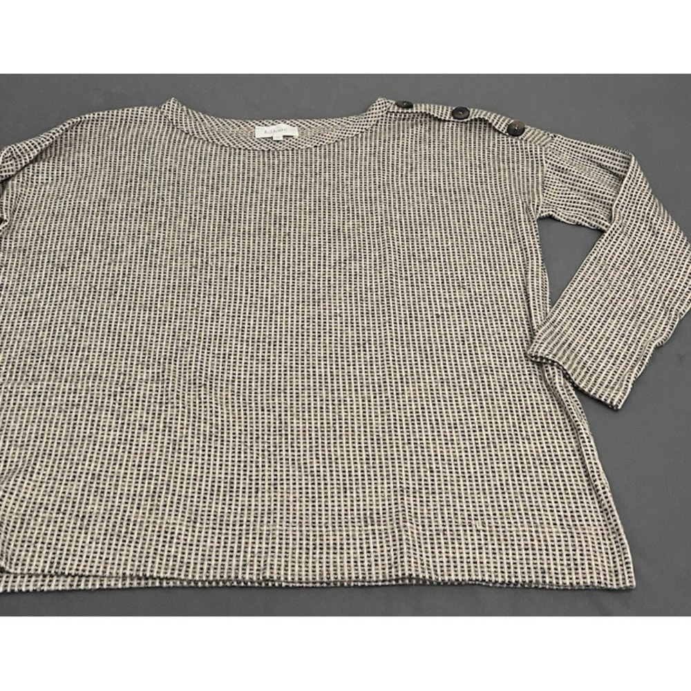 Bohme Long Sleeve Shirt Womens Size Medium Brown Black Round Neck Boho - Picture 9 of 12